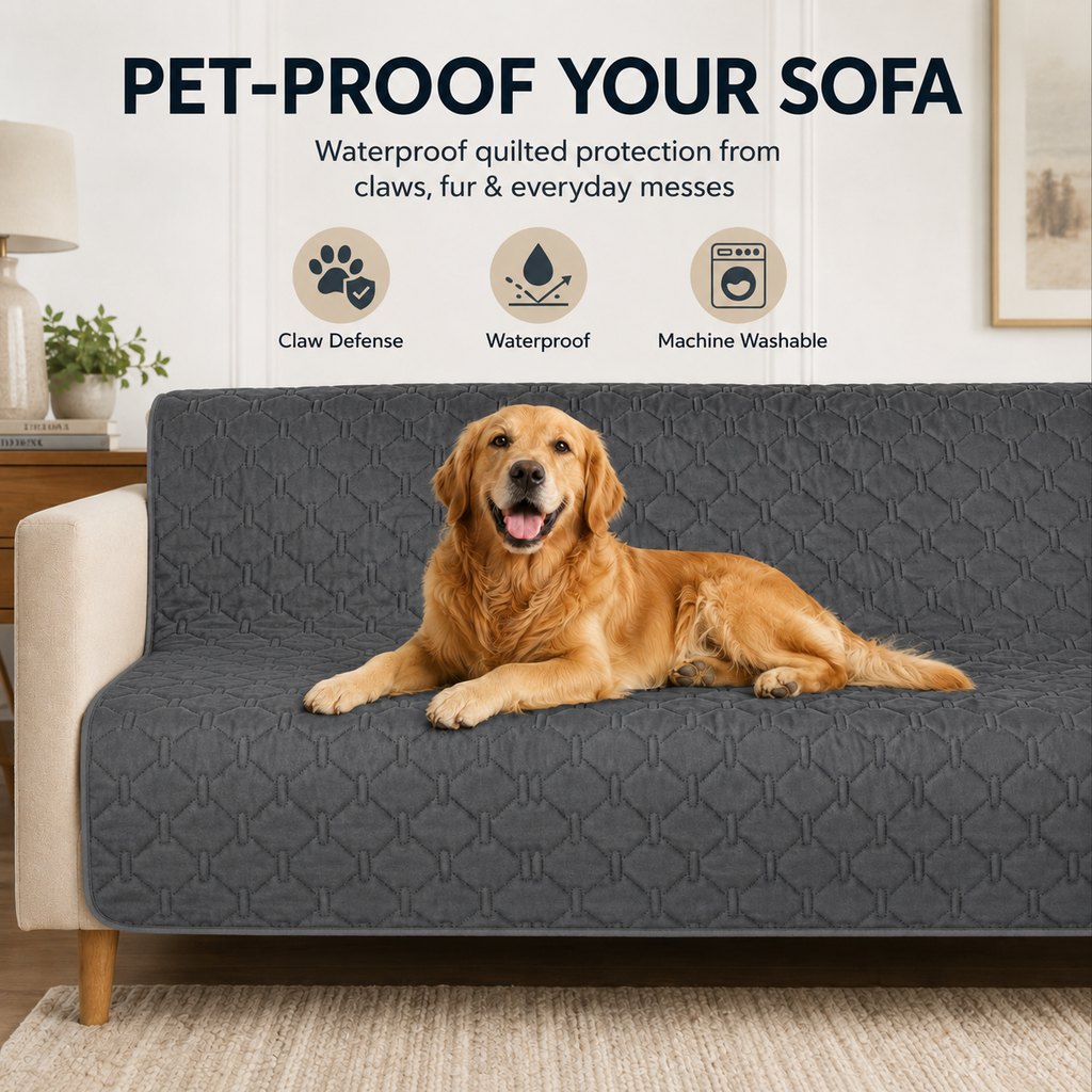 Malloren Waterproof Pet Sofa Protector Cover for Dogs & Cats - Quilted Furniture Cover for Couch, Bed & Car Seat Protection