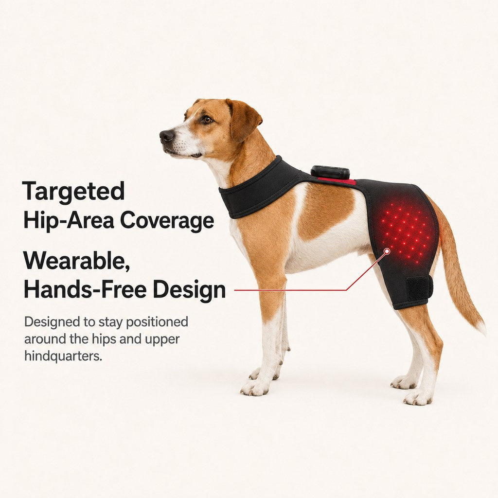 Malloren Wearable Red & Near-Infrared Hip Wrap for Dogs - Hands-Free At-Home Hip-Area Light Care