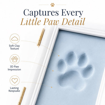 Malloren Pet Paw Print Frame Kit for Dogs & Cats - DIY Keepsake Photo Frame for Home Display, First Paw Memories & Pet Loss Sympathy Gift
