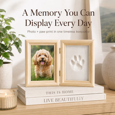 Malloren Pet Paw Print Frame Kit for Dogs & Cats - DIY Keepsake Photo Frame for Home Display, First Paw Memories & Pet Loss Sympathy Gift
