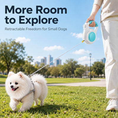 Malloren Rechargeable Light-Up Retractable Dog Leash for Night Walks - Helps Small Dogs Stay Visible & Easy to Control