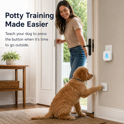 Malloren Wireless Dog Doorbell for Potty Training - Self-Powered Paw Button & Plug-In Chime to Help Dogs Ask to Go Outside