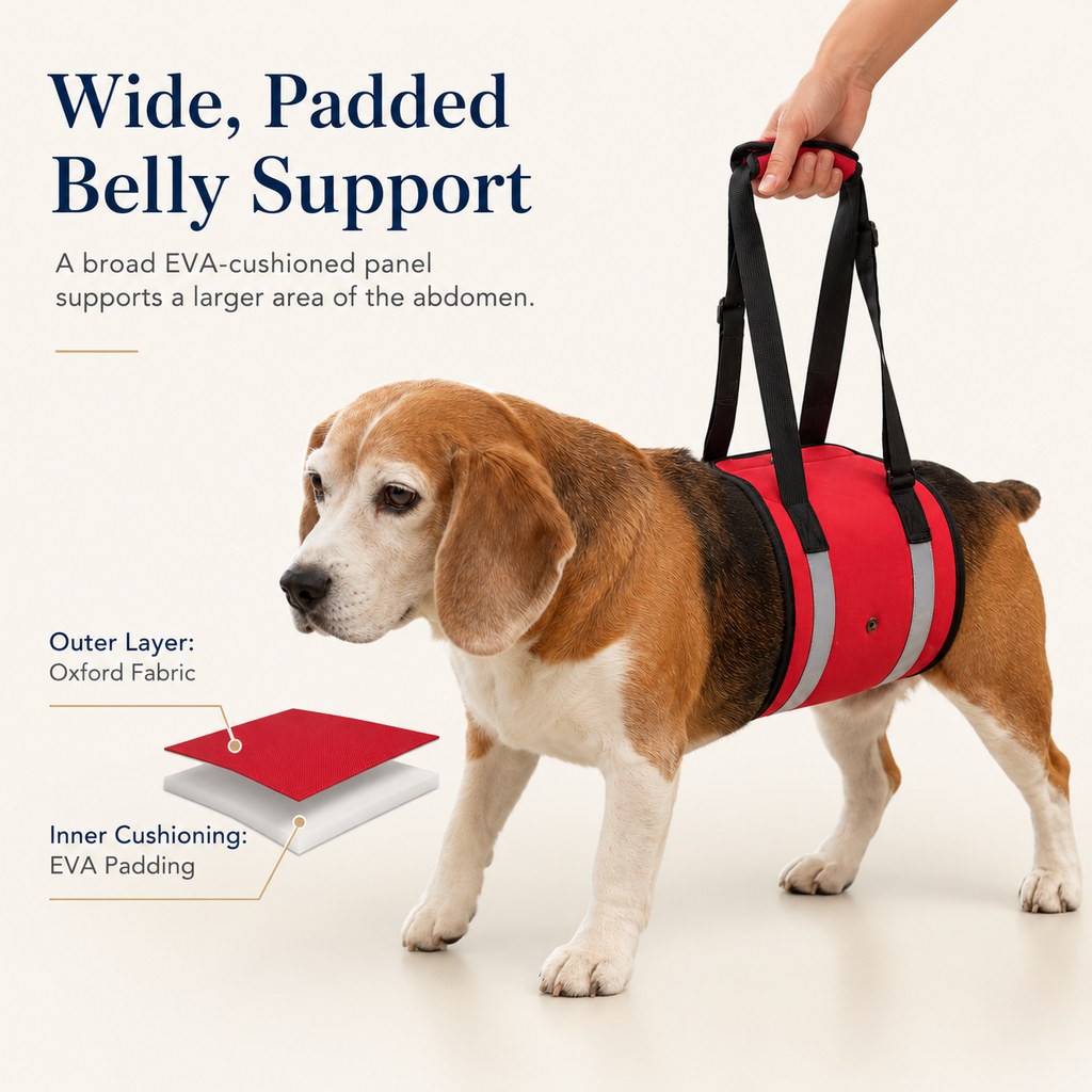 Malloren Reflective Dog Lift Support Sling - Belly Assist for Dogs with Limited Mobility on Stairs, Walks & Car Entry