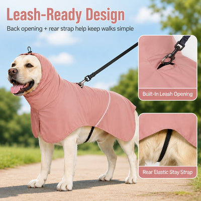 Malloren Hooded Dog Sun & Rain Cape for Summer Walks - Lightweight Neck-to-Back Coverage for Drizzle, Wind & Sunny Outdoor Days