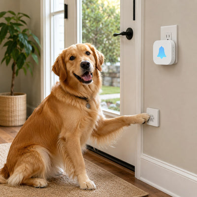 Malloren Wireless Dog Doorbell for Potty Training - Self-Powered Paw Button & Plug-In Chime to Help Dogs Ask to Go Outside