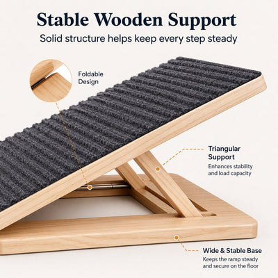 Malloren Foldable Wooden Dog Stairs for Small Dogs - Non-Slip Pet Ramp for Sofa, Bed & Indoor Steps