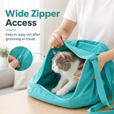 Malloren Soft Cat Carrier Grooming Bag for Vet Visits &Nail Trims - Helps Reduce Scratching During Routine Care