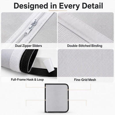 Malloren Zippered Pet Mesh Door Barrier for Bedrooms & Home Offices - Helps Keep Cats in Designated Rooms Without Closing the Door