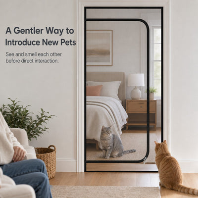 Malloren Zippered Pet Mesh Door Barrier for Bedrooms & Home Offices - Helps Keep Cats in Designated Rooms Without Closing the Door