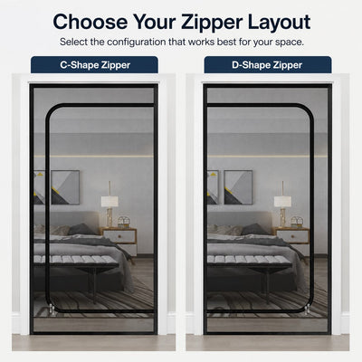 Malloren Zippered Pet Mesh Door Barrier for Bedrooms & Home Offices - Helps Keep Cats in Designated Rooms Without Closing the Door